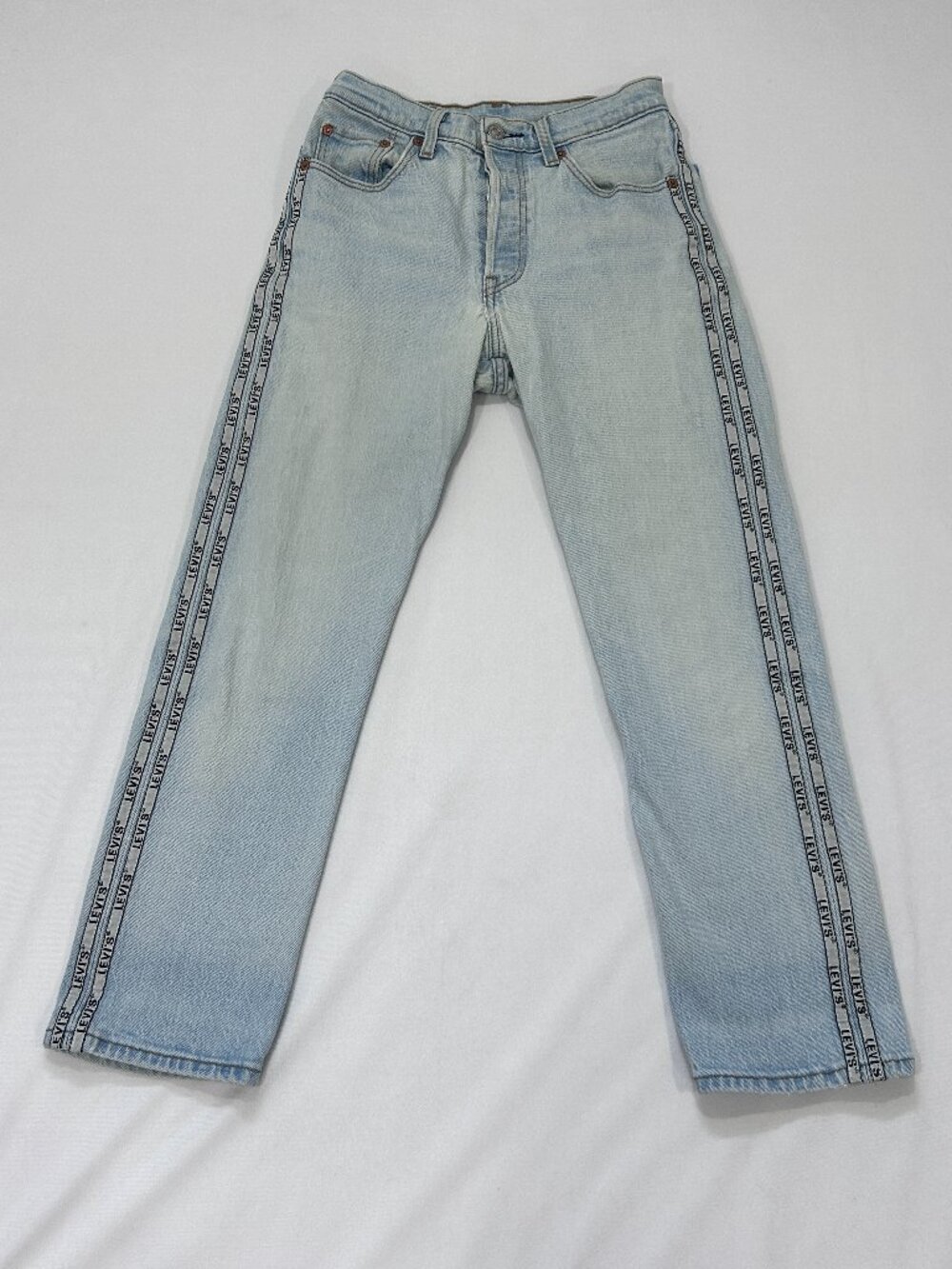 Levi's Premium 501 Original Jeans Light Wash Side Logo Tape Stripe